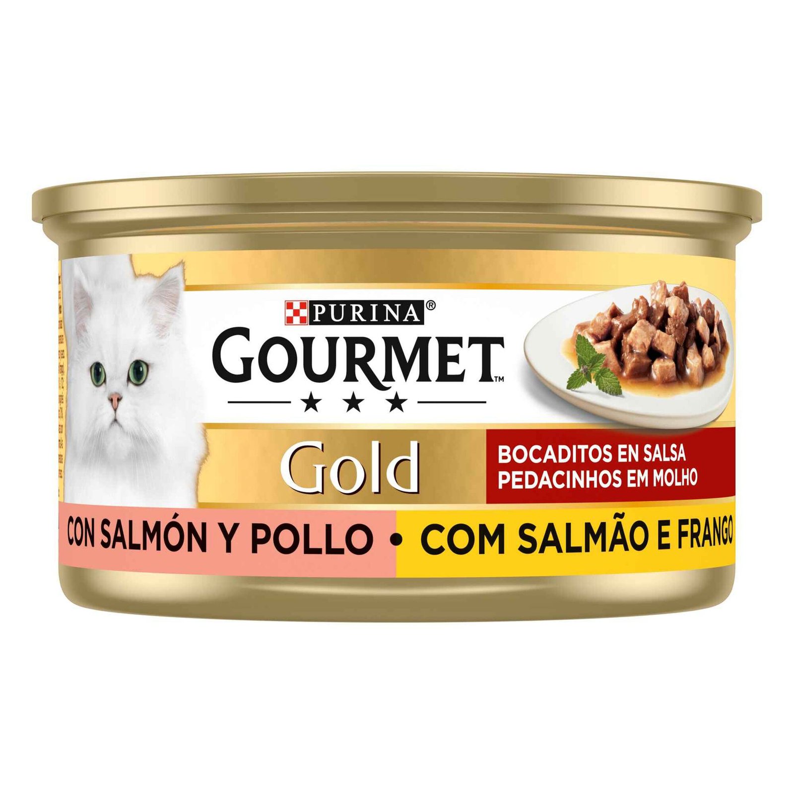 Comida Húmida para Gato Gold Pedacinhos em Molho Salmão e Frango